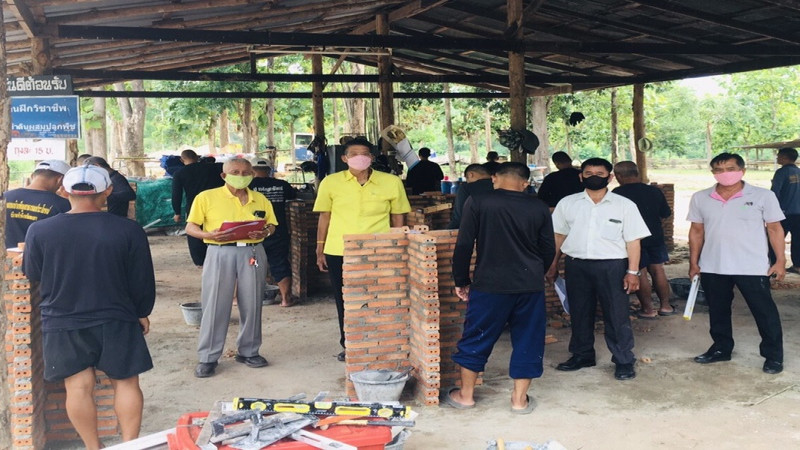 เรือนจำพะเยาทดสอบมาตรฐานฝีมือแรงงานแห่งชาติ สาขาช่างก่ออิฐ และสาขาช่างฉาบปูน