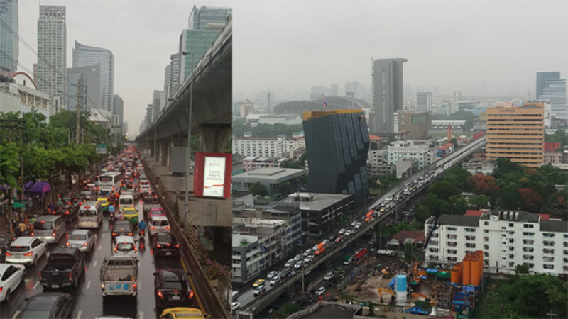 กรุงเทพฯ อ่วม "ฝนตกรถติด" หลายพื้นที่ไม่ขยับ - กรมอุตุเผยวันนี้มีฝน 80%