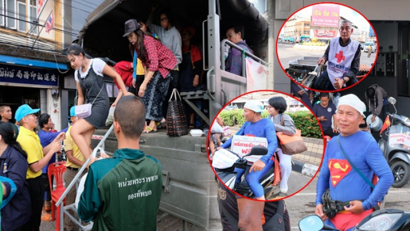 รวมภาพประทับใจ "คนไทยไม่ทิ้งกัน" ฝ่าน้ำท่วมลงพื้นที่ ช่วยพี่น้องชาวอุบลฯ