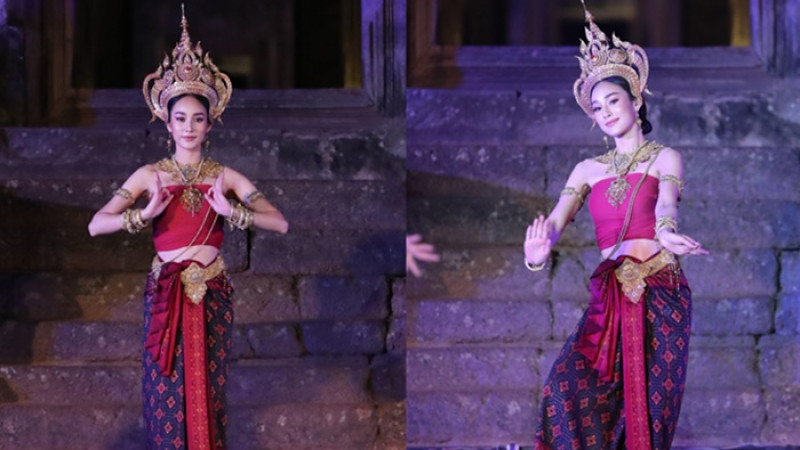 ดั่งต้องมนต์สะกด ! นาว ทิสานาฏ ใส่ชุดขอม โชว์ร่ายรำ ณ ปราสาทเมืองต่ำ