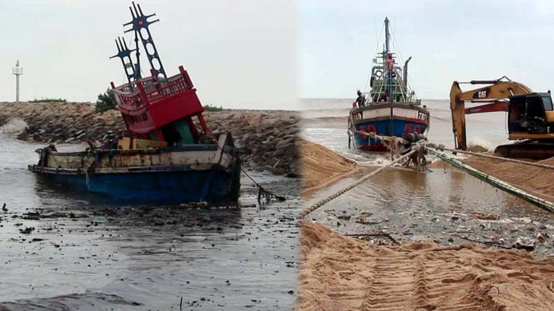 เรือประมงถูกพัดลงทะเลหลังแม่น้ำโก-ลก เร่งกู้เรือก่อนอับปาง