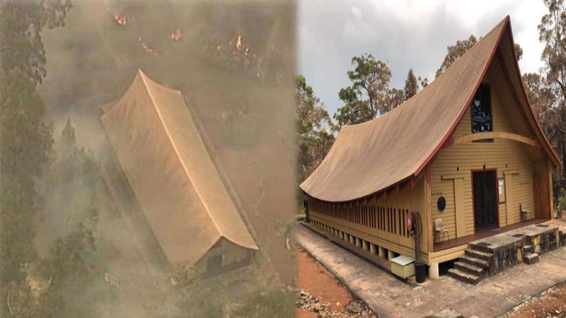 แห่แชร์ ! ภาพ "โบสถ์วัดไทย" รอดไฟไหม้อย่างหนักที่ออสเตรเลีย !