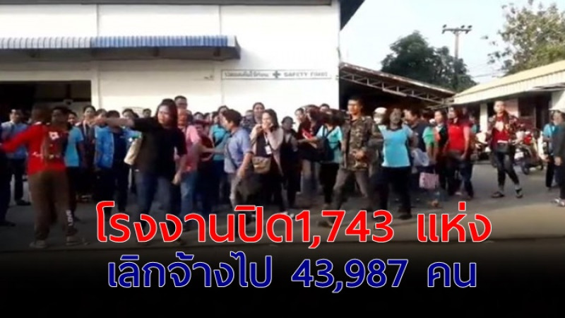 สรุปตัวเลขปี 62 โรงงานในไทยปิดตัว  1,743  แห่ง เลิกจ้าง 43,987 คน 