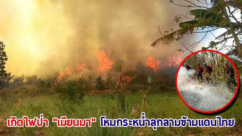 เกิดไฟป่า "เมียนมา" โหมกระหน่ำลุกลามข้ามแดนไทย จนท.เร่งควบคุมก่อนเผาผลานพืชไร่ชายแดนตะนาวศรี