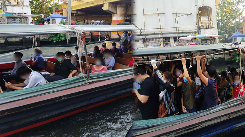 ชาวเน็ตงง "เรือแสนแสบ" จัดให้นั่งเว้นที่ ป้องกันไวรัสโควิด แต่คนแห่ไปยืนอัดท้ายเรือ !