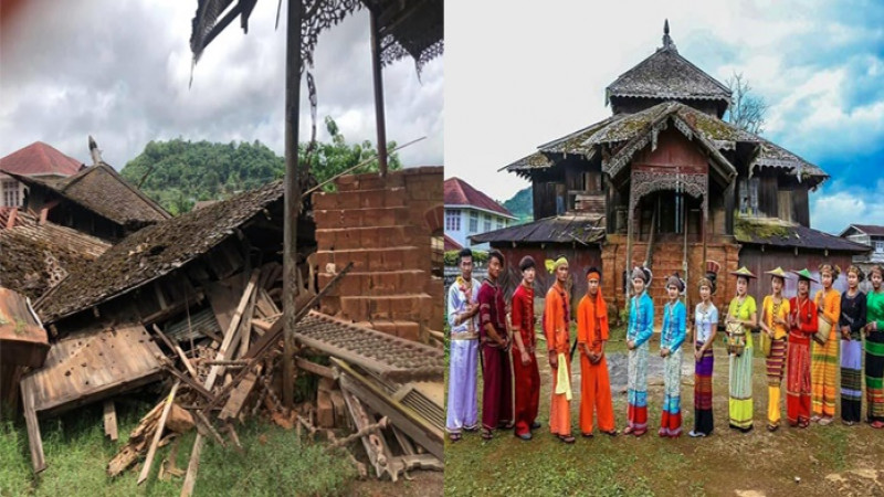 แสนเสียดาย "หอหลวงเจ้าฟ้าไทใหญ่" ล่าสุดพังครืน เหลือแต่ซาก