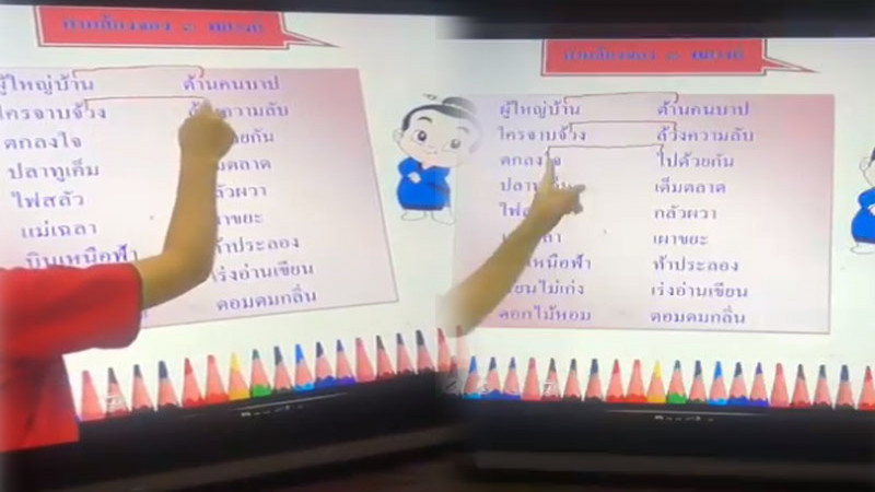 แห่วิจารณ์หนัก ! คลิป "ครูสอนภาษาไทย" ป.2 อ่านผันวรรณยุกต์ผิดๆถูกๆ จนเด็กนั่งขำไม่หยุด ! (คลิป)