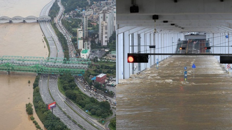 เกาหลีใต้อ่วม ! ฝนถล่มหลายพื้นที่ - จับตาแม่น้ำฮัน ระดับน้ำสูงจนต้องปิดถนน