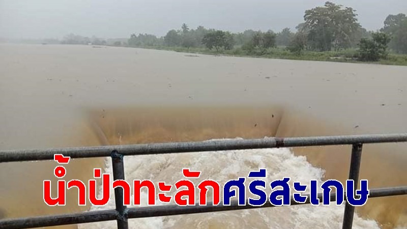 ศรีสะเกษอ่วม! น้ำป่าทะลักฝายน้ำมุด เตือนชาวบ้านเฝ้าระวัง เก็บของไว้ที่สูง