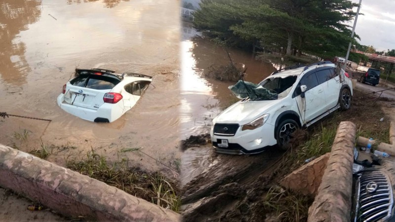 เจอแล้ว ! "รถเก๋ง" ถูกน้ำป่าพัดหายสาบสูญคาตา ขณะพักอยู่รีสอร์ตดัง ที่ปราจีนบุรี !