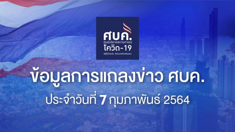  "ศบค." แถลงพบผู้ป่วยติดเชื้อโควิด-19 ประจำวันที่ 7 ก.พ. 64 พบผู้ป่วยใหม่  237 ราย