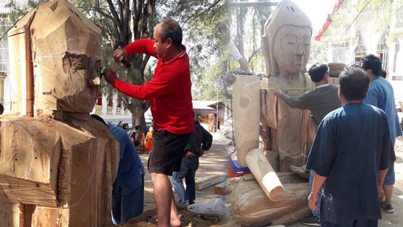 ชาววังหลวงนับ 50 คน ร่วมแกะสลักพระพุทธรูปไม้สัก เป็นองค์ "สมเด็จพระพุทธโคตม" เสร็จภายในวันเดียว