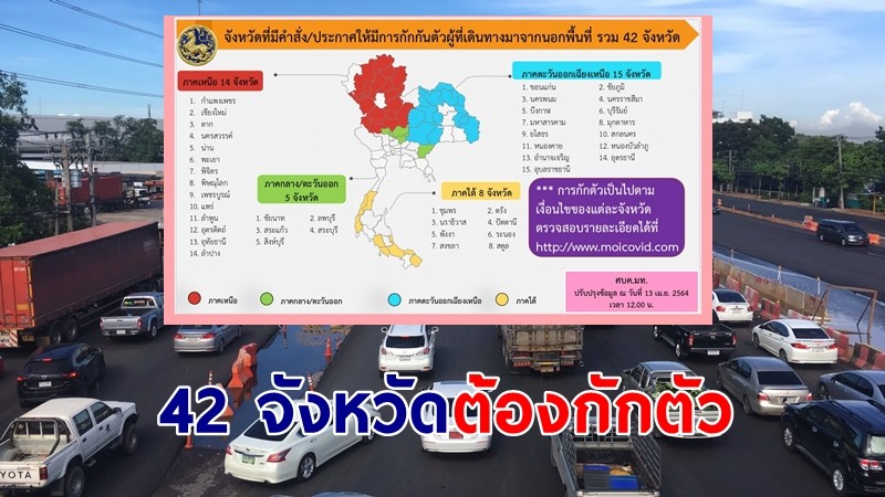 เช็คด่วน! ประกาศ 42 จังหวัด ผู้เดินทางมาจากพื้นที่เสี่ยง ต้องกักตัว