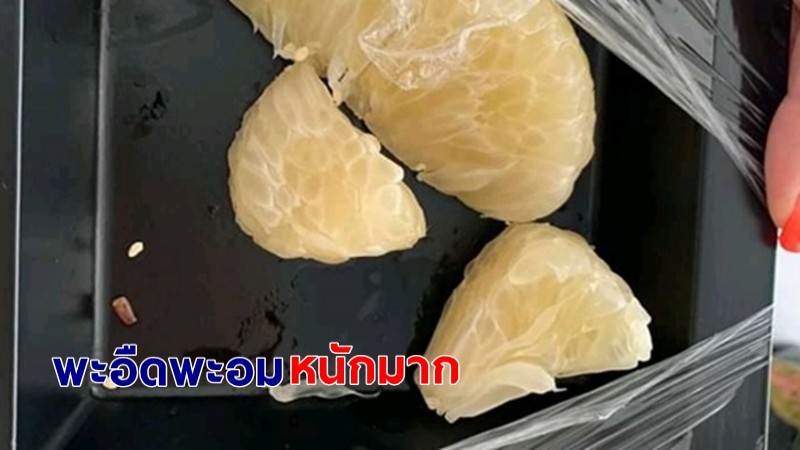 ขนลุก ! ซื้อส้มโอกินเกือบหมดแล้ว เจอไข่แมลงสาบอยู่ข้างล่าง