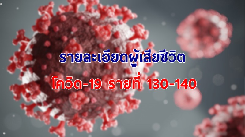 เผยรายละเอียดผู้เสียชีวิตโควิด-19 รายที่ 130-140 วันที่ 25 เม.ย.64