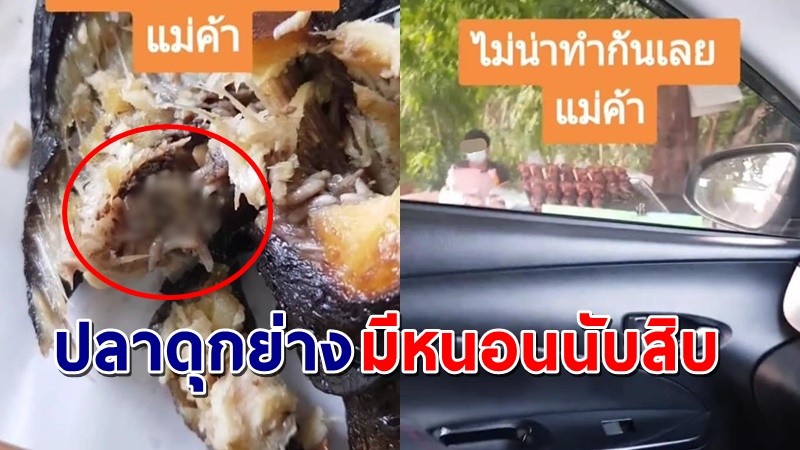 สาวขนลุก "ซื้อปลาดุกย่าง" พอกินรู้สึกปลาเน่า เจอจังๆหนอนยั้วเยี้ยนับตัวสิบ !