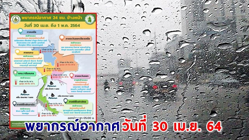 อุตุฯ เตือน ! "ไทยตอนบน" ฝนฟ้าคะนอง ลมกระโชกแรง กทม. ตกร้อยละ 40 ของพื้นที่