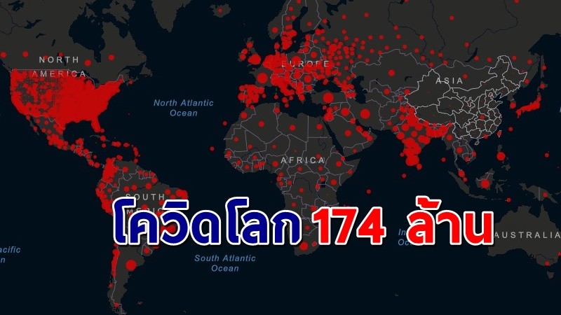 พุ่งต่อเนื่อง ! ยอดผู้ติดเชื้อโควิดทั่วโลกทะลุ 174 ล้าน เสียชีวิต 3.7 ล้านราย !