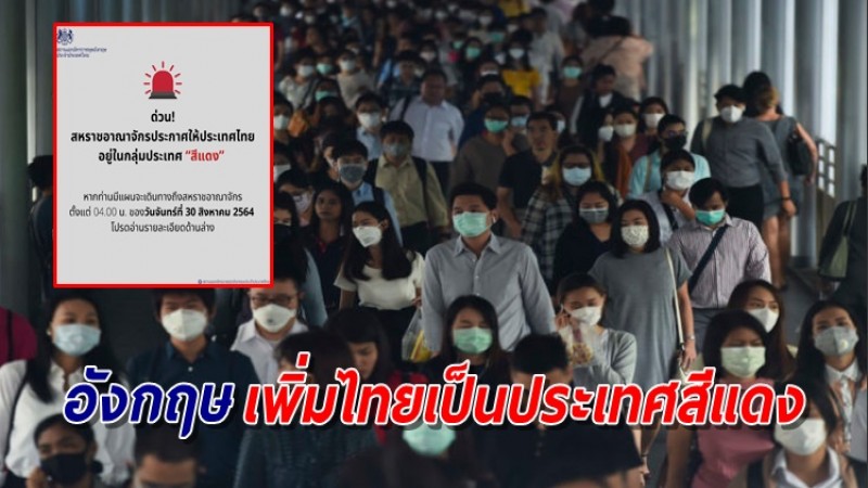 สหราชอาณาจักร ประกาศให้ไทยอยู่ในกลุ่มประเทศ "สีแดง" ออกกฎเข้มเดินทางเข้าประเทศ