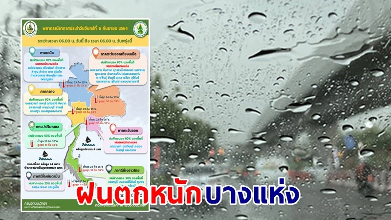 อุตุฯ เตือน ! "เหนือ-อีสาน-ตอ." ฝนตกหนักบางแห่ง เสี่ยงน้ำท่วมฉับพลัน - น้ำป่าไหลหลาก