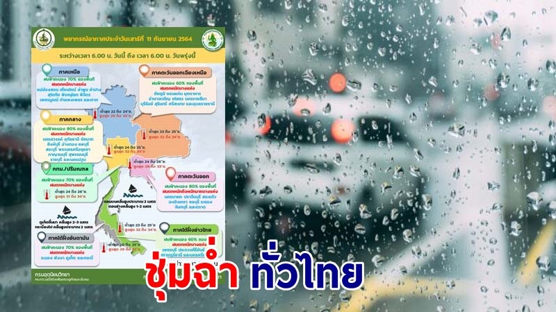 อุตุฯ เตือน ! "ทั่วไทย" ฝนตกหนักบางแห่ง เสี่ยงน้ำท่วมฉับพลัน - น้ำป่าไหลหลาก ทะเลคลื่นสูง 2-3 เมตร