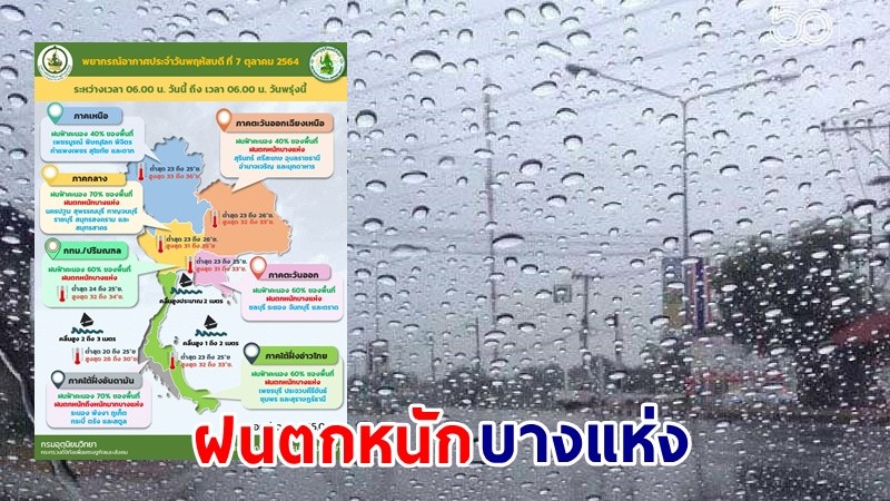 อุตุฯ เตือน ! "ทั่วไทย" ฝนตกหนักบางแห่ง เสี่ยงน้ำท่วมฉับพลัน - น้ำป่าไหลหลาก