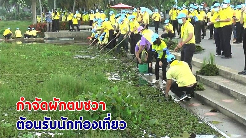 "จิตอาสาพระราชทาน" เร่งระดมกำจัดผักตบชวากว๊านพะเยา ต้อนรับท่องเที่ยว