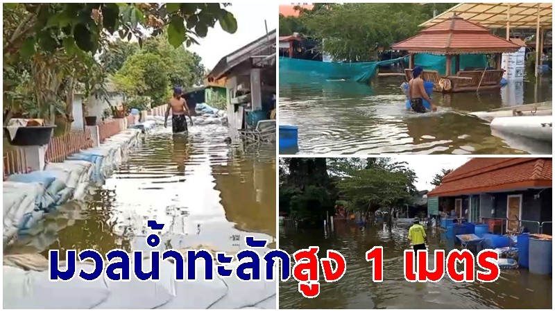 พนังกั้นน้ำพัง! มวลน้ำทะลักสูง 1 เมตร ท่วมบ้านเรือนประชาชน ต.ลำพญา กว่า 20 หลังคาเรือน