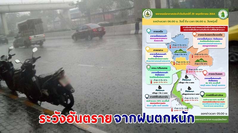 อุตุฯ เตือน ! "10 จังหวัดภาคใต้" ระวังอันตรายจากฝนตกหนัก !