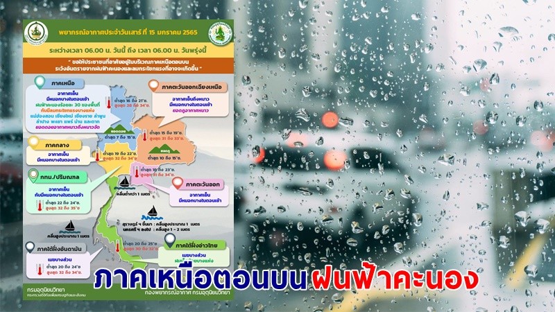 อุตุฯ เตือน ! "ภาคเหนือตอนบน" ฝนฟ้าคะนอง- ลมกระโชกแรง หลีกเลี่ยงอยู่ในที่โล่งแจ้ง