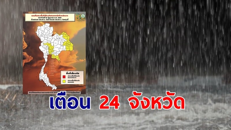 อุตุฯ เตือน 24 จังหวัด เตรียมรับมือฝนตก-ฟ้าคะนอง-คลื่นสูง