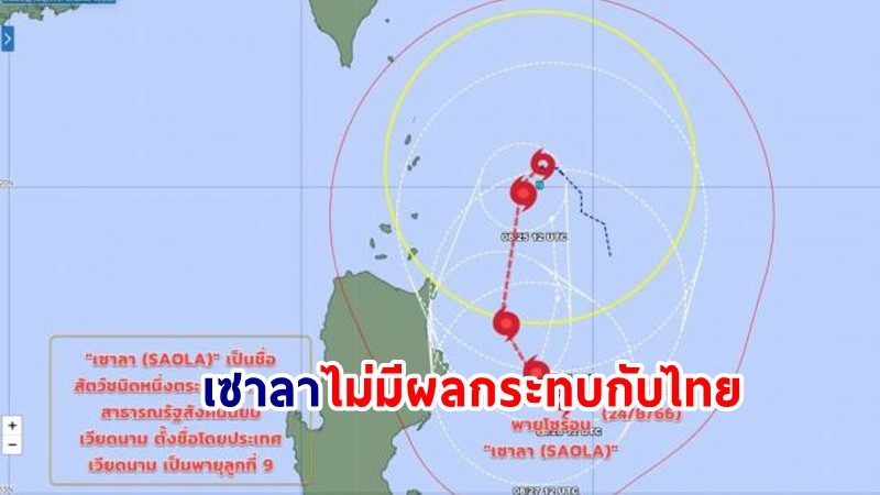 อุตุฯ แจง! พายุลูกที่ 9 "เซาลา" ไม่มีผลกระทบกับไทย ช่วงนี้ฝนตกเกิดจากร่องมรสุม