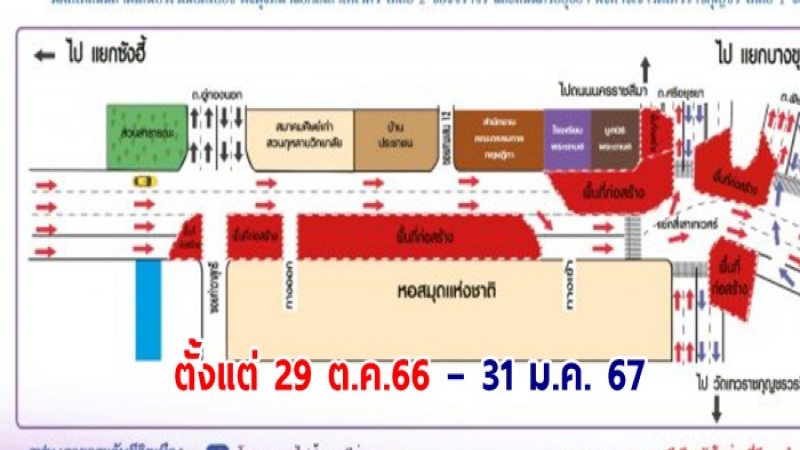 รฟม. แจ้งปิดเบี่ยงจราจรบนถนนสามเสน ถนนศรีอยุธยา- ถนนพิษณุโลก บริเวณซอยท่าวาสุกรี ถึง แยกสี่เสาเทเวศร์ ตั้งแต่ 29 ต.ค.66 – 31 ม.ค. 67