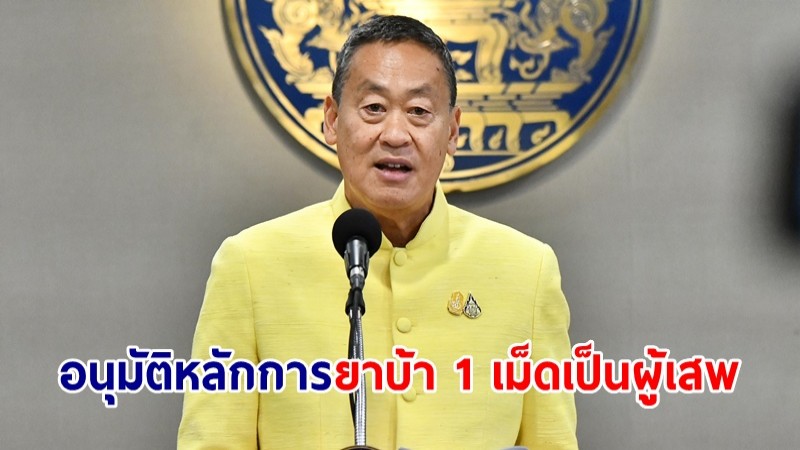 ​นายกฯ เผย ครม.อนุมัติหลักการ กำหนดปริมาณครอบครอง "ยาบ้า 1 เม็ด" เป็นผู้เสพ