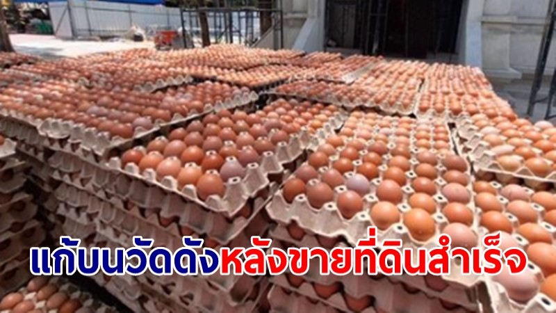 สาวนำไข่ไก่ 500 แผง แก้บนวัดดังชลบุรี หลังประกาศขายที่ดินตาบอด 10 ปี จนสำเร็จ