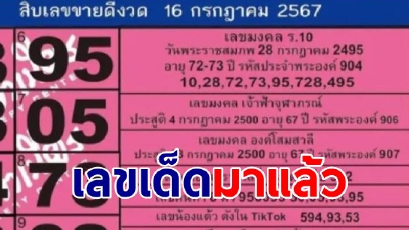 ส่องเลยเลขเด็ด แม่จำเนียร งวดวันที่ 16 ก.ค.67