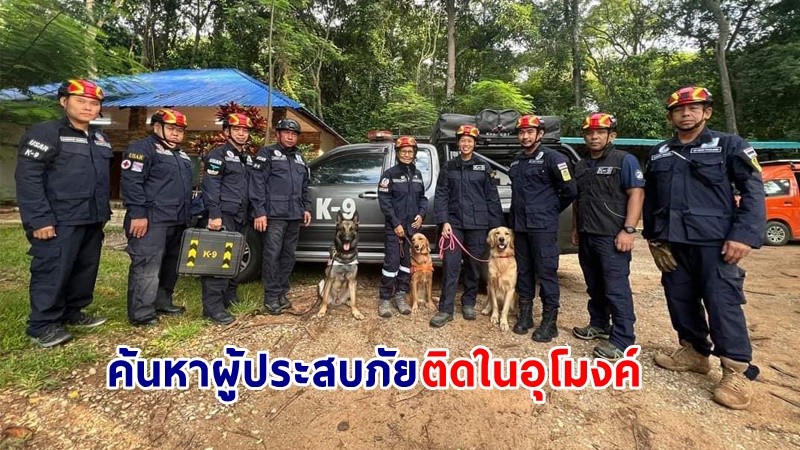 ทีมสุนัข K9 ร่วมค้นหา "คนงาน" 3 ชีวิต ติดใต้อุโมงค์ดินทรุดตัวที่โคราช