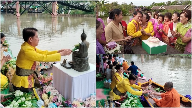 สืบสานประเพณีตักบาตรทางน้ำย้อนอดีตวิถีชุมชนริมน้ำท่าจีน