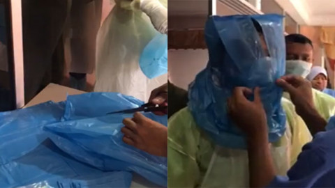 ลำบากกันทั่วโลก "หมอพยาบาลมาเลย์" ขาดแคลนอุปกรณ์ หันมาใช้ถุงพลาสติกป้องกันโควิด-19 