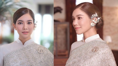 ก้อย รัชวิน สวยสง่า ในชุดไทยบรมพิมาน เข้ารับประทานพรน้ำพระพุทธมนต์จากสมเด็จพระสังฆราชฯ