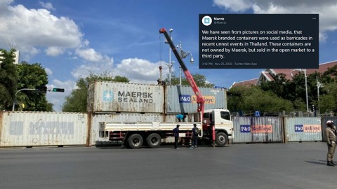 "Maersk" ชิปปิ้งดังแจง ตู้คอนเทนเนอรขายไปแล้ว หลังโซเชียลโยงปมการเมือง
