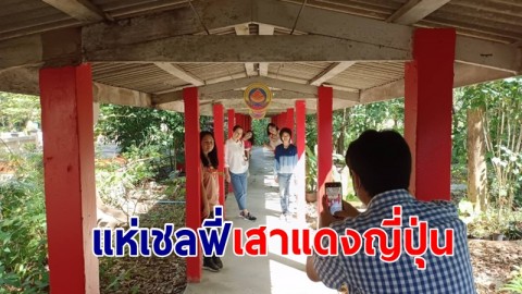 แลนด์มารค์ใหม่ นทท.นอนถ่ายภาพปรกโพธิ์ แห่เชลฟี่เสาแดงญี่ปุ่น